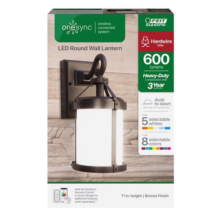 Happylight 600 Lumens Onesync Dusk To Dawn LED Wall Lantern - Bronze HA3306039
